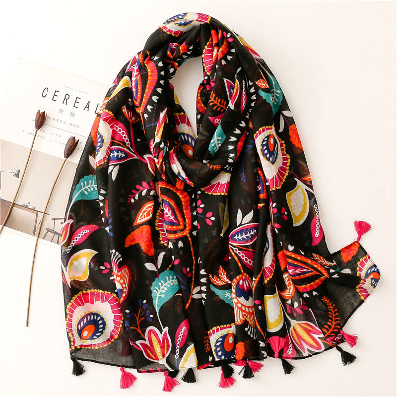 Creative Chinese Style Cotton And Linen Scarf