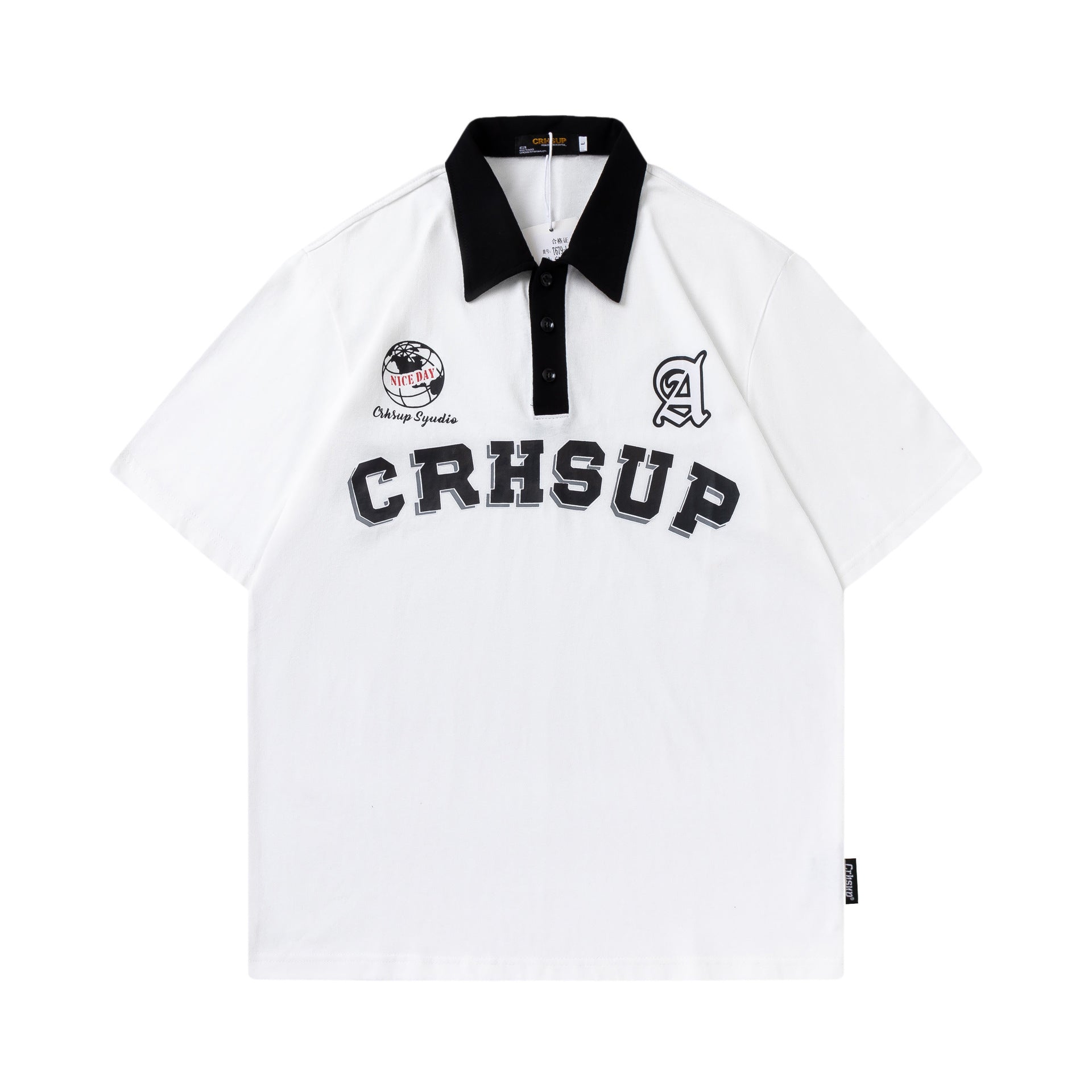 Letter Printing Lapel Short Sleeve T-shirt Couple