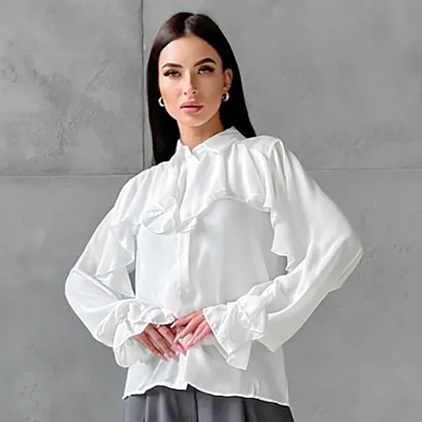 Minimalist Design Ruffled Women's Fashion Shirt