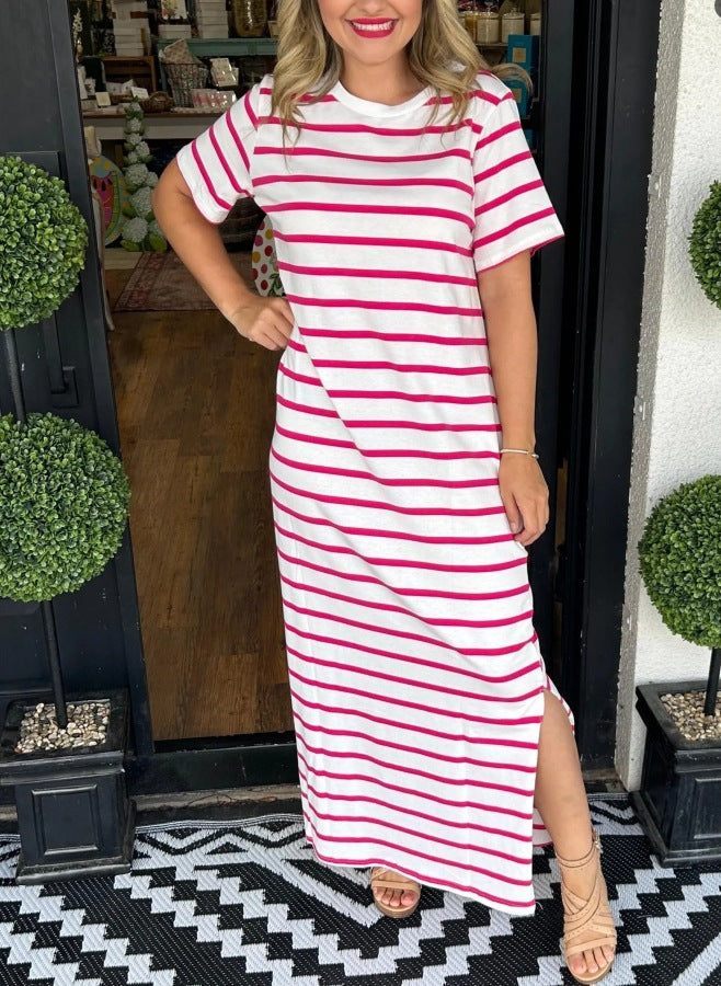 Women's Personalized Striped Printed T-shirt Dress