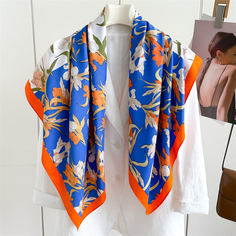 Fashion Printed Silk Scarf Twill Silk High Quality Square Scarf