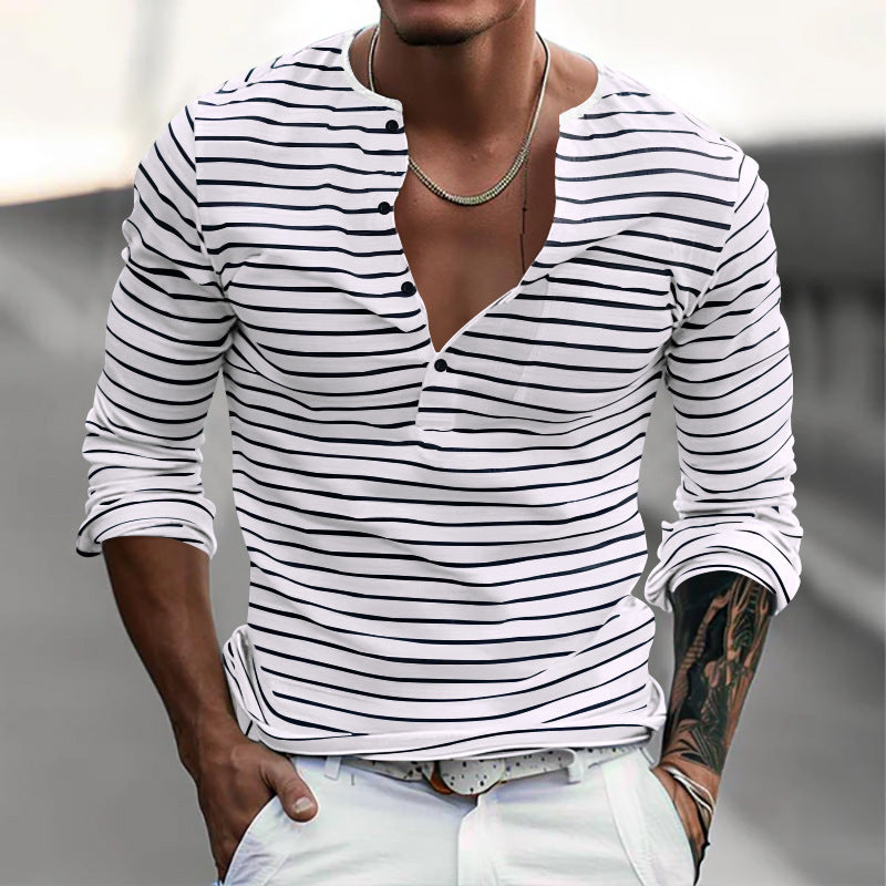 Men's All-match Casual Horizontal Stripes T-shirt