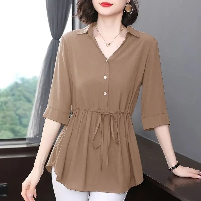 Middle-aged And Elderly Women's Chiffon Shirt