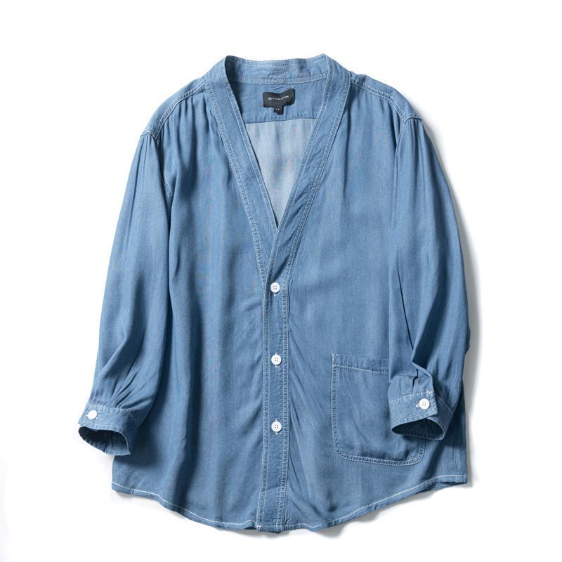 Men Three-quarter Sleeve Trendy Loose V-neck Casual Denim Coat