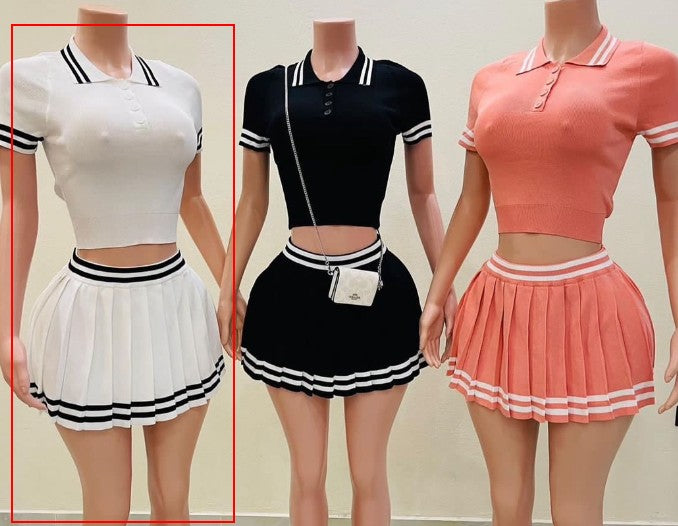 Casual Set Trendy Tops Pleated Skirt Two-piece Set