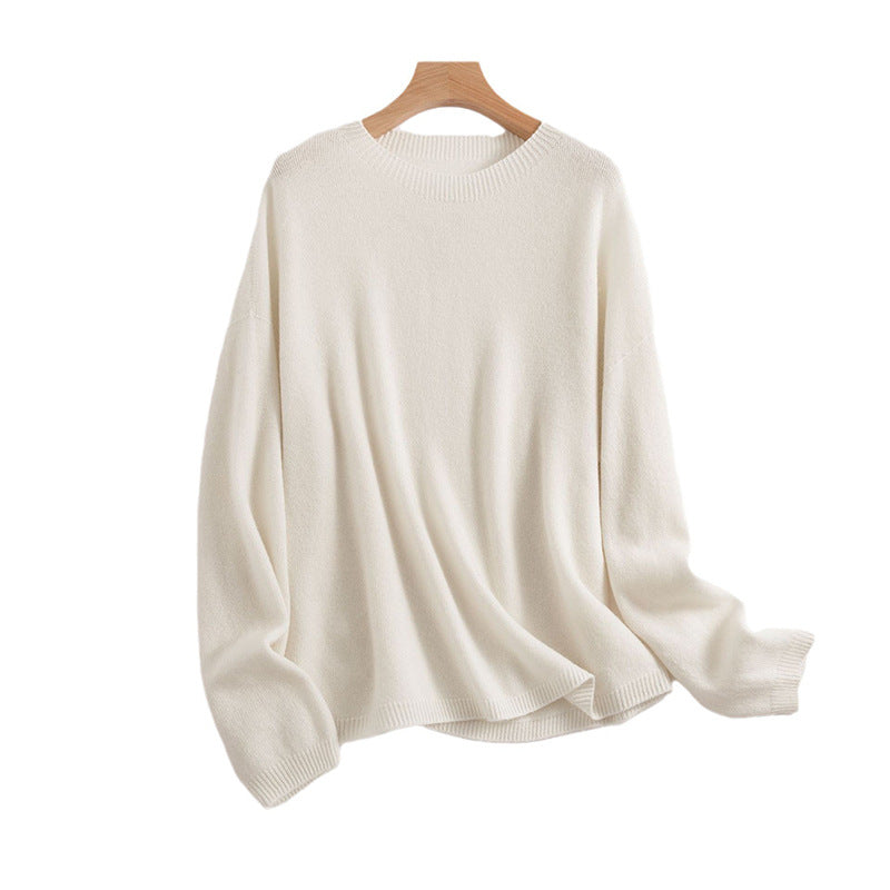 Women's Loose Slimming Round Neck Pure Wool Sweater