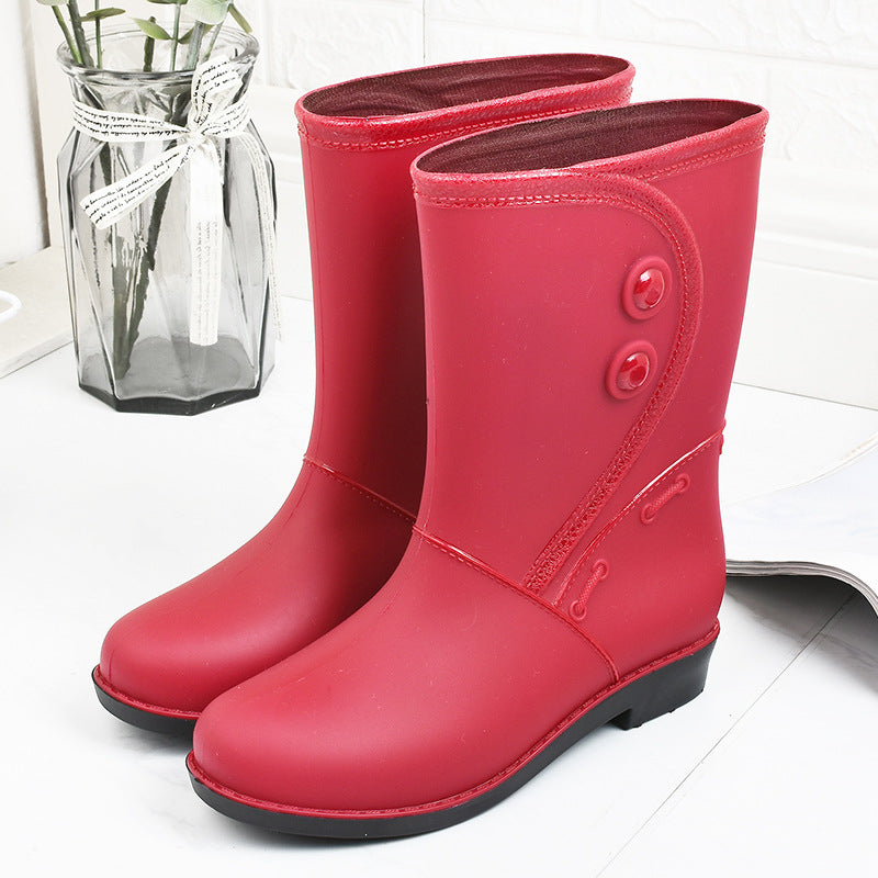 Fashionable Fleece Rain Boots For Women's Warm High School Rain Boots