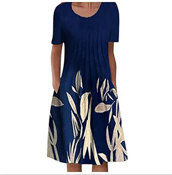 Summer Fashion Round Neck Pullover Print Loose Dress