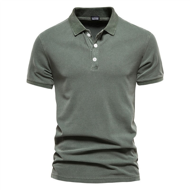 Lapel European And American Sports Men Twill Short Sleeve