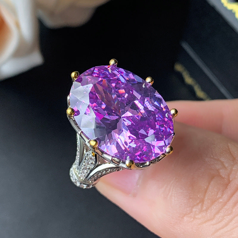 Jewelry Ring Simulation Bird's Nest Cut Spodumene Purple Pink Zirconium