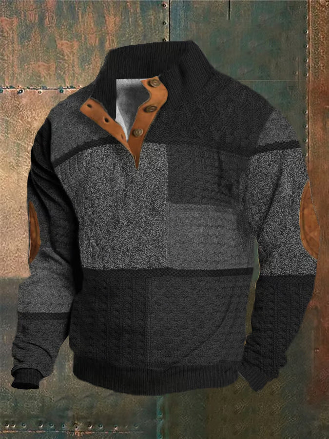 Autumn And Winter Men's Printed Sweater With Buckle