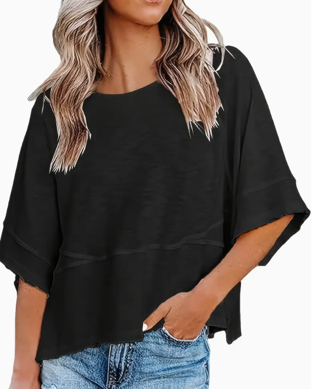 Stylish Loose Fit Crew Neck T-Shirt - Women's Casual Half Sleeve Spring And Summer Essential - Soft, Breathable, And Comfortable Clothing For Everyday Wear