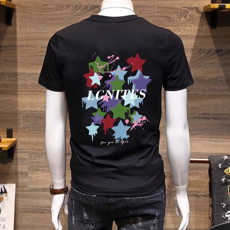 Summer Plus Size Cotton Retro T-shirt Men