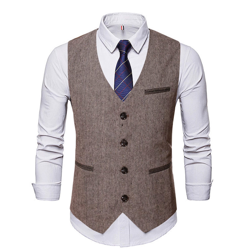 A Simple And Casual British Style Vest In Contrasting Colors For Men Without Straps