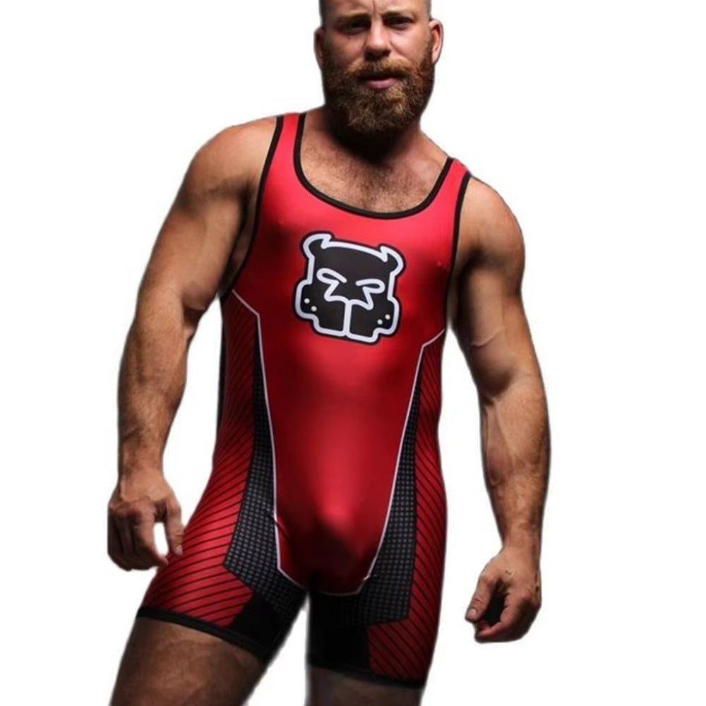 Men's Wrestling Jumpsuit Belly Contracting And Close-fitting