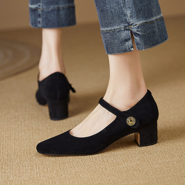 Mary Jane Shoes Season Chunky Heel Pumps Women's Shallow Mouth
