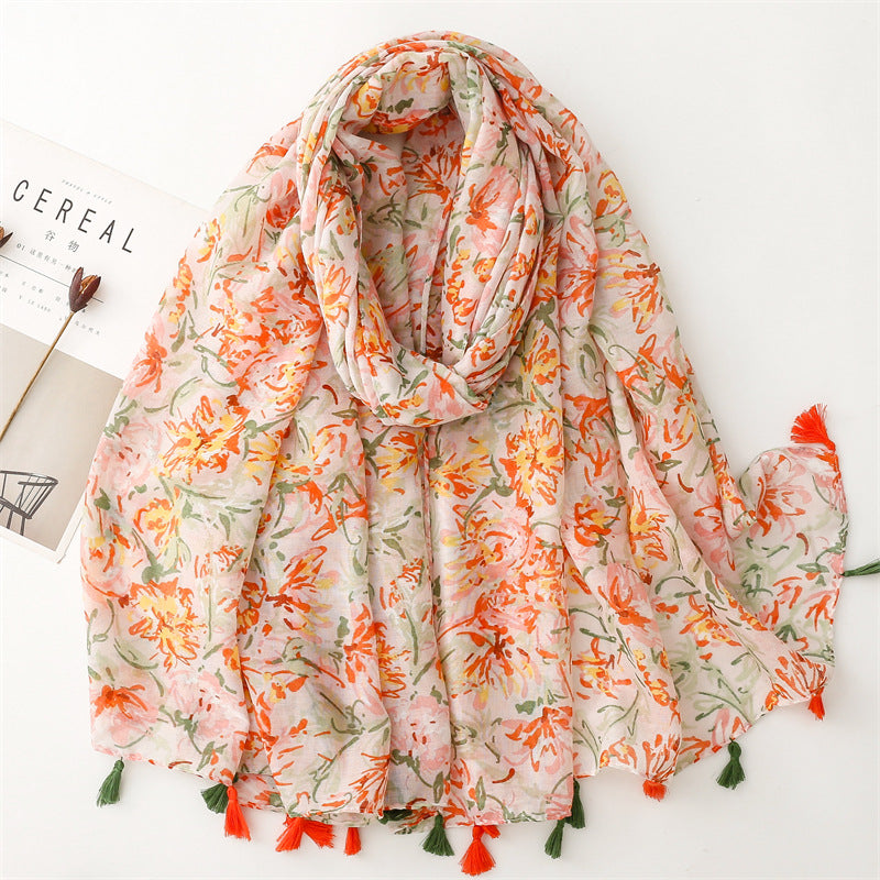 Creative Chinese Style Cotton And Linen Scarf
