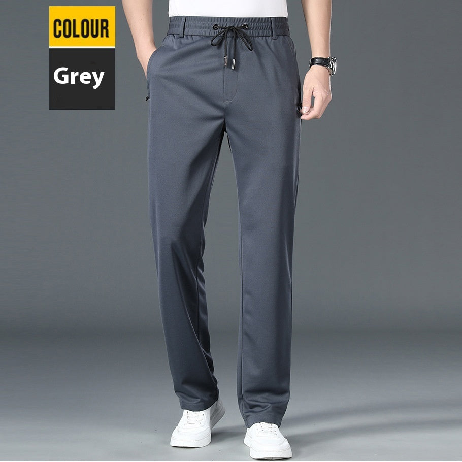 Elastic Waist Men's Loose Straight Stretch Business Casual Pants