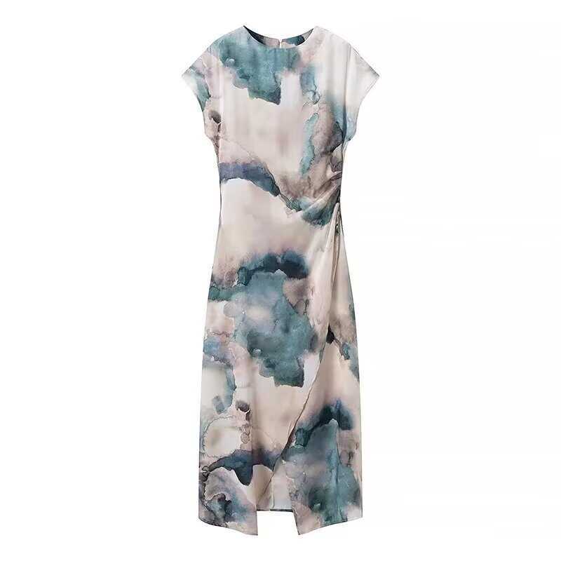 Women's Fashion Tie-dyed Silk Satin Texture Dress