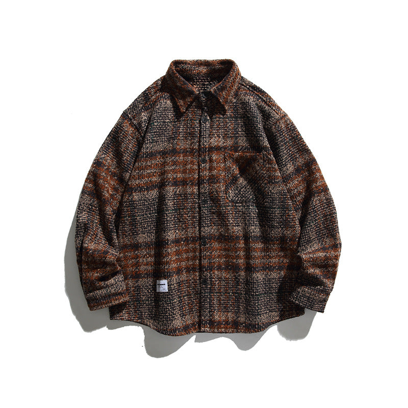 Women's American-style Retro Plaid Long-sleeved Shirt