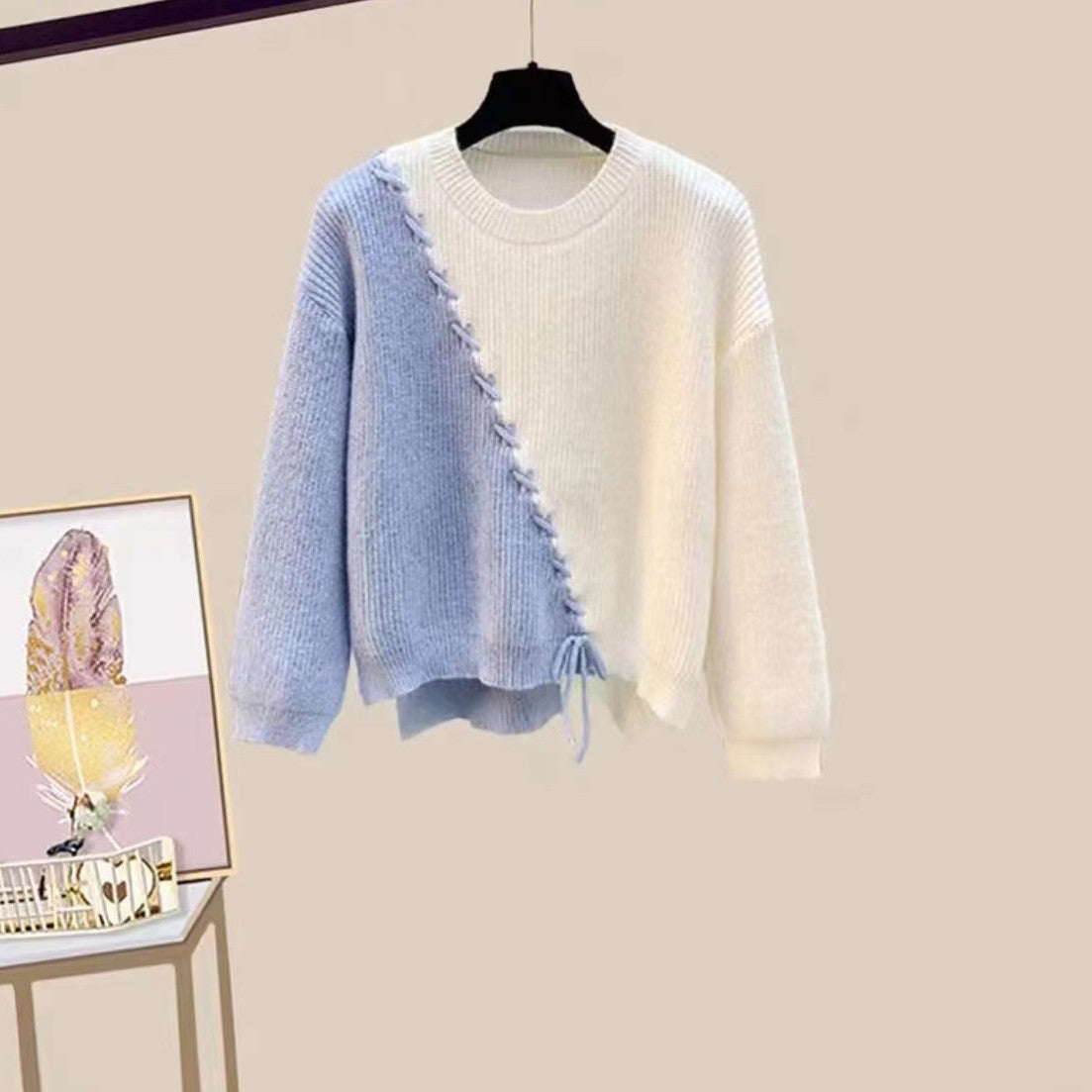 Women's Cashmere Western Style Color Matching Sweater Sweater