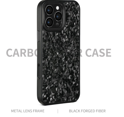 Black Metal Frame Phone Case Forged Carbon Fiber