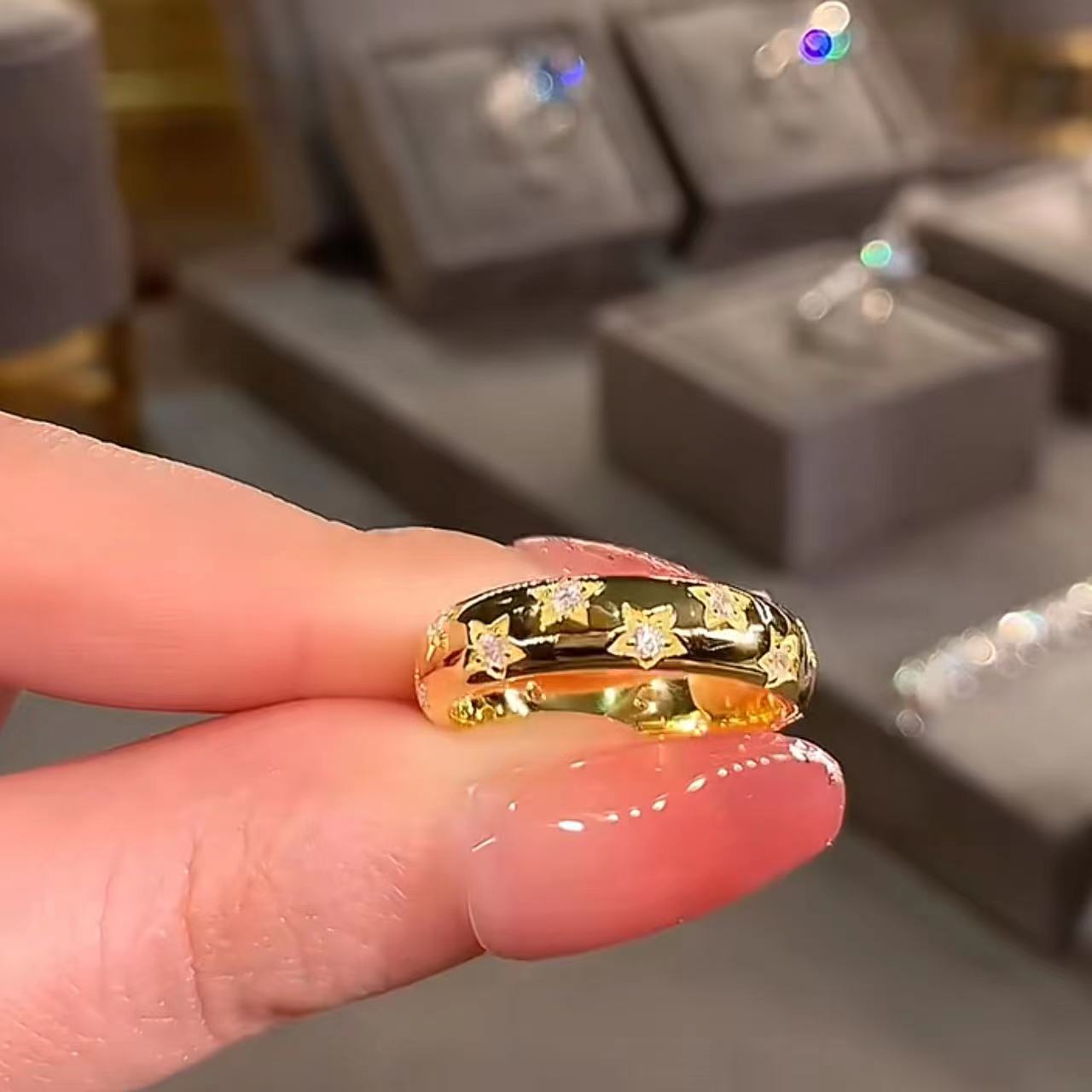 Special-interest Design Index Finger Ring Refined Zircon Open Ring