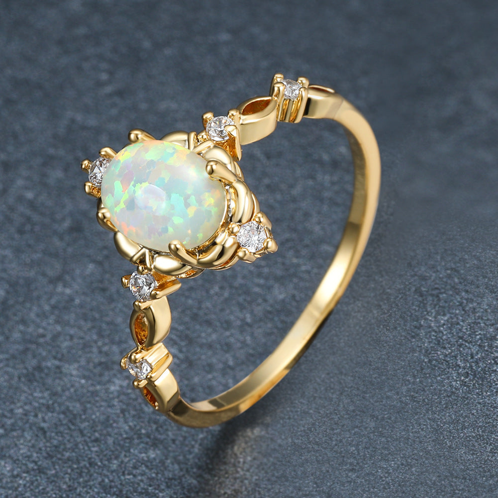 Drop-shaped Inlaid Zircon Alloy Ring