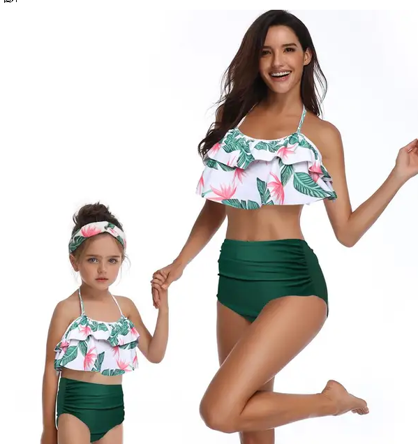 European And American Swimsuits Printed High Waist Bikini Parent-child Swimwear