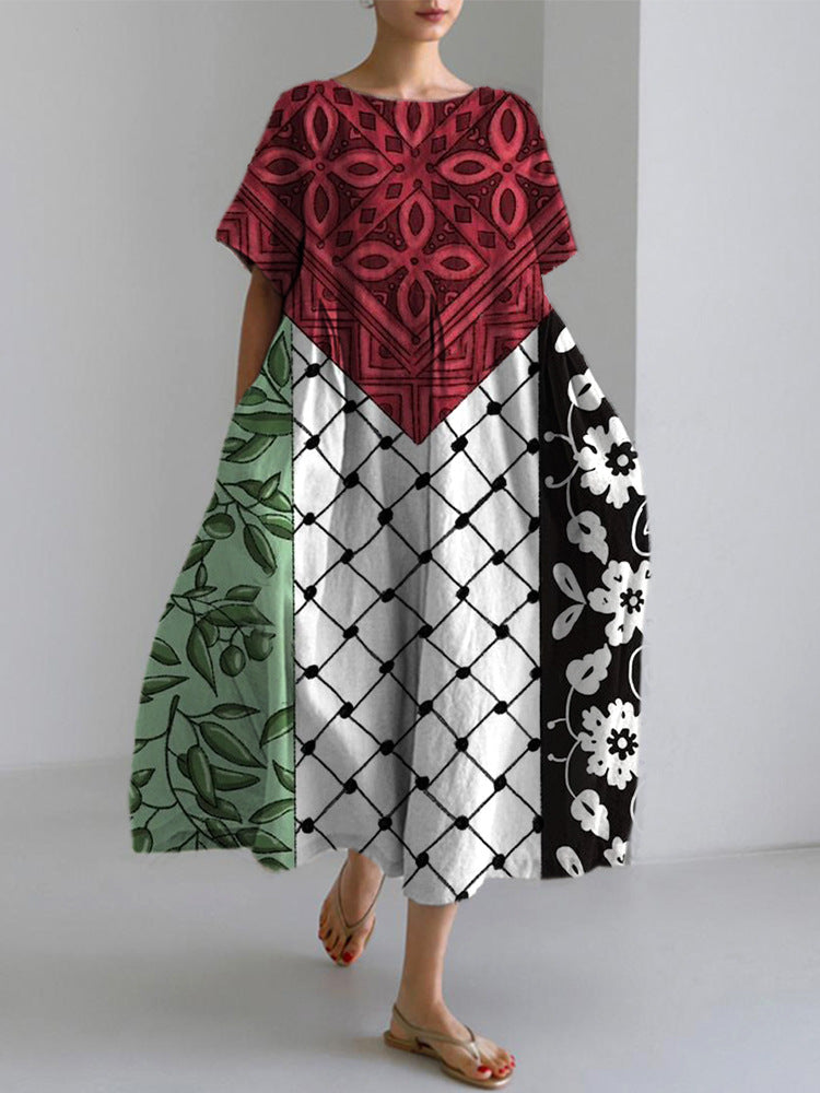 Positioning Printed Geometric Pattern Women's Clothing Dress