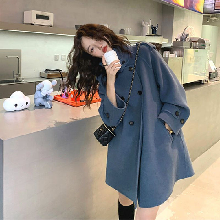 Petite Korean-style Thickened Double-faced Cashmere Coat