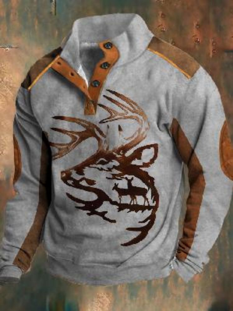 Digital Printing Turtleneck Half Zipper Sweater For Men