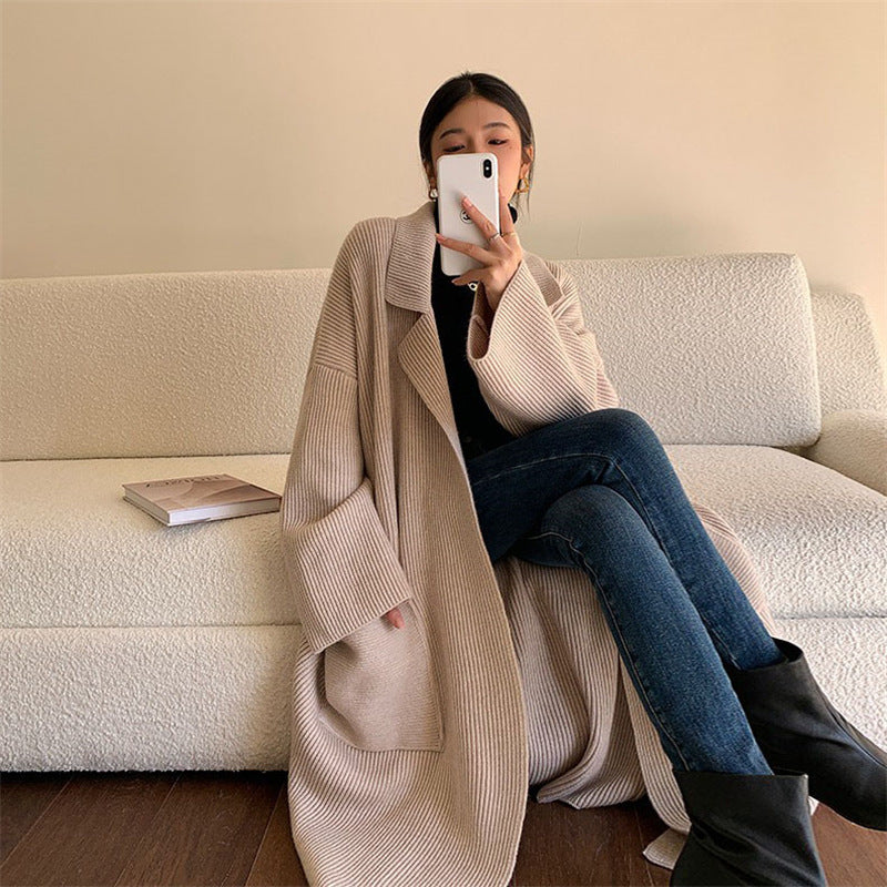 Long Thickened Sweater Women's Coat Loose Knitted Cardigan