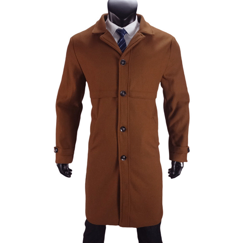 Woolen Men's Coat Plus Size Single Breasted Large Coat