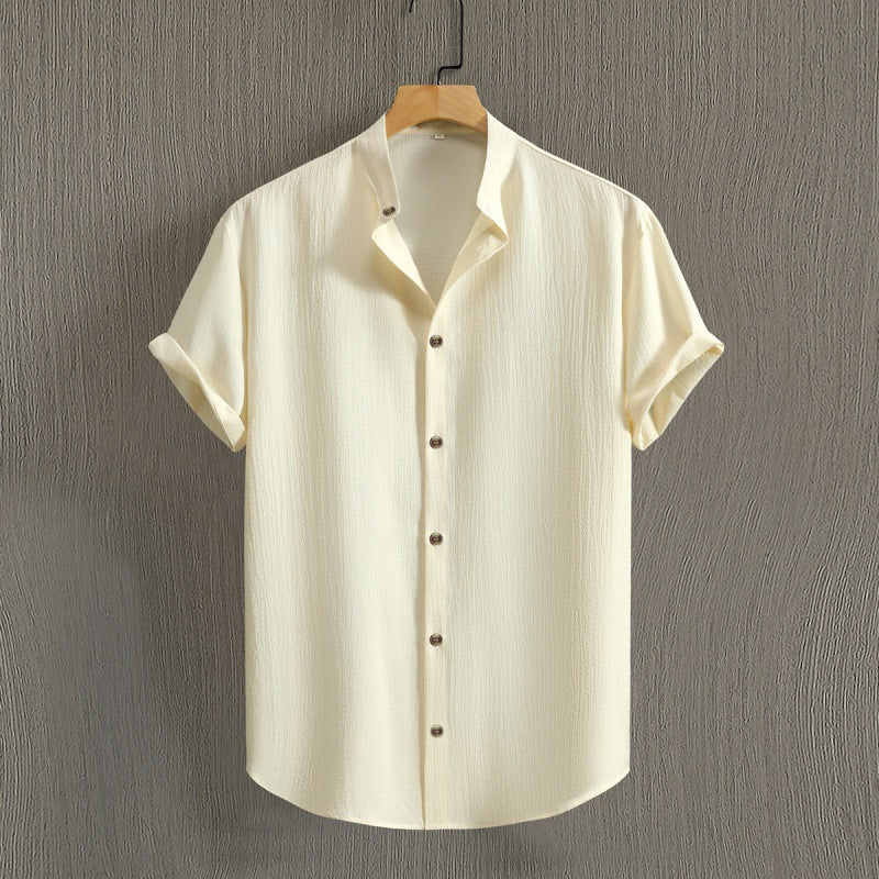 Men's Fashion Casual Stand Collar Short Sleeve Shirt