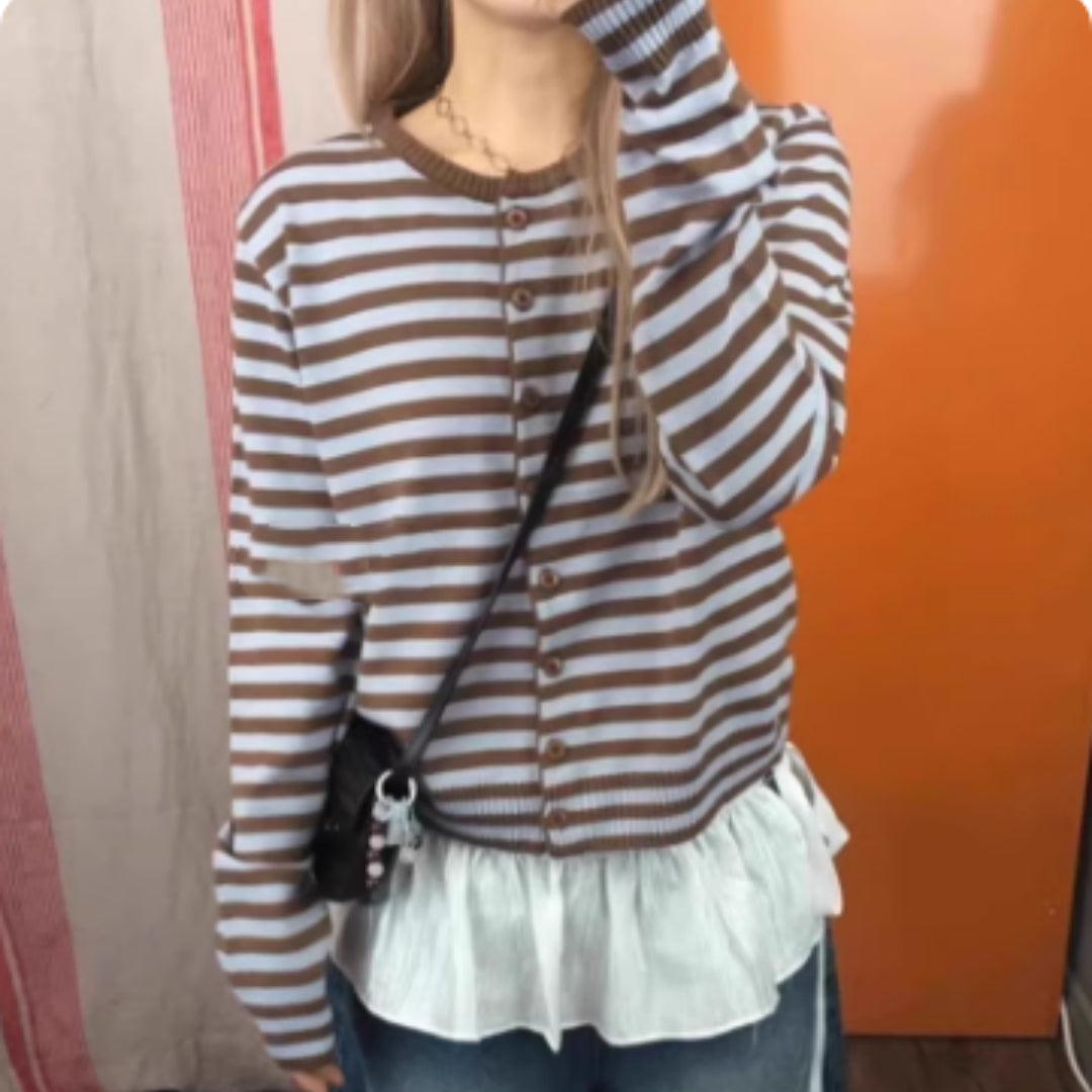 Casual Slimming Single-breasted Long-sleeved Knit Cardigan