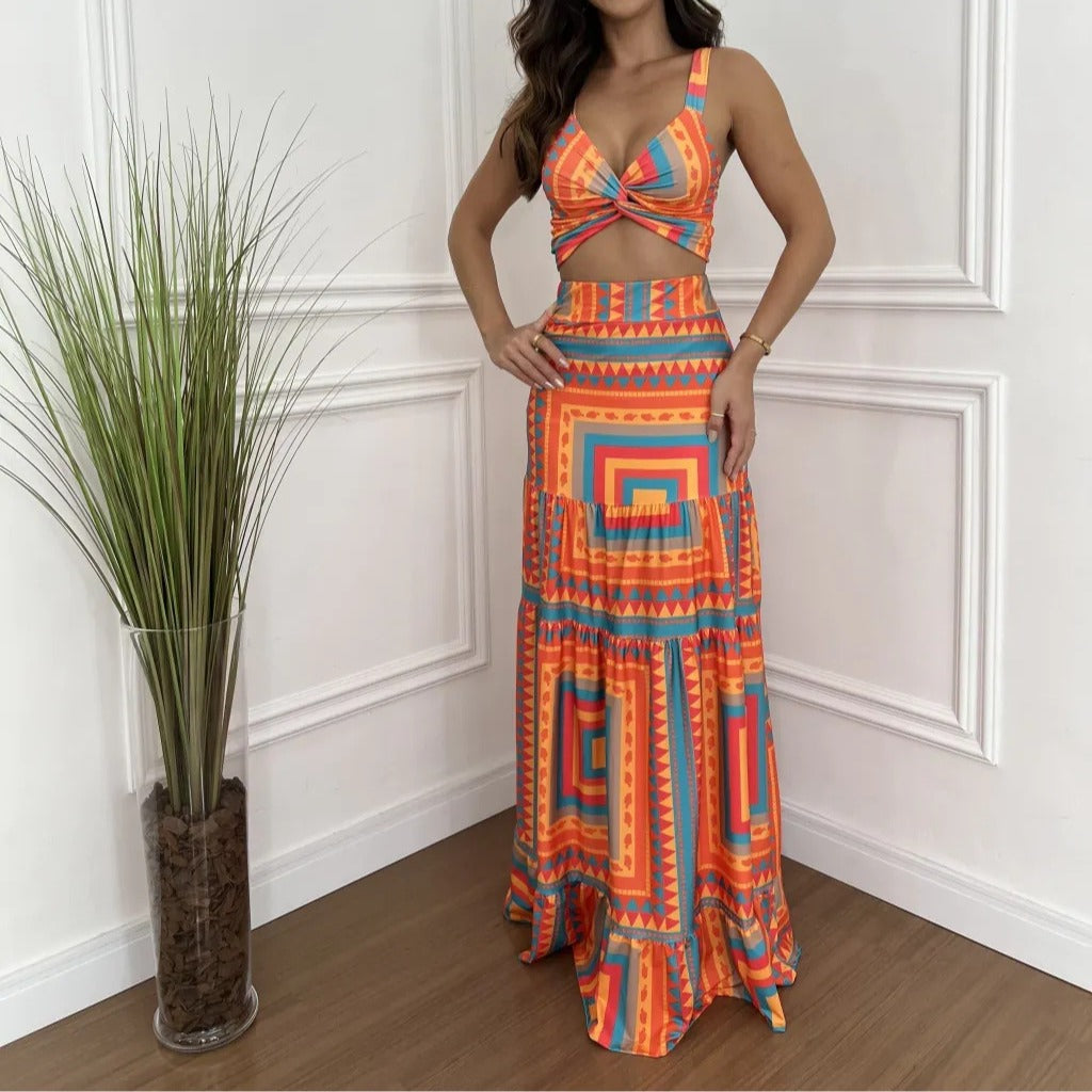 Casual Fashion Printed Color Dress Suit