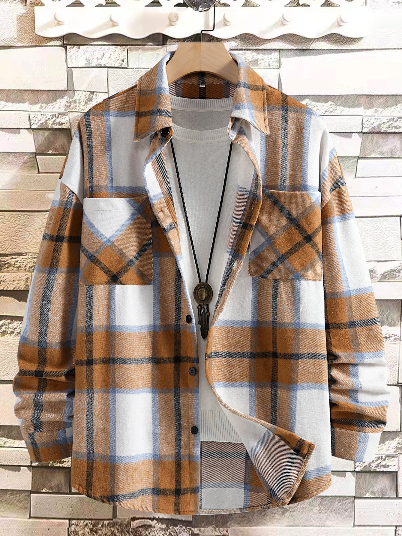 Men's Autumn And Winter Plaid Coat Shirt