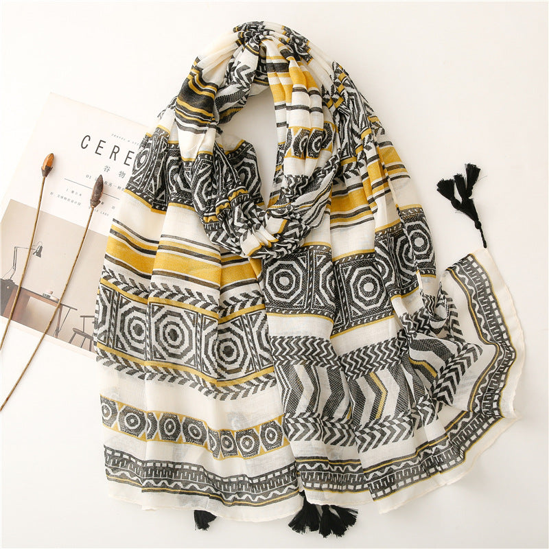 Creative Chinese Style Cotton And Linen Scarf