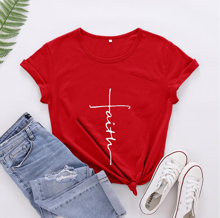 Women's Fashionable English Letter Short Sleeve Top