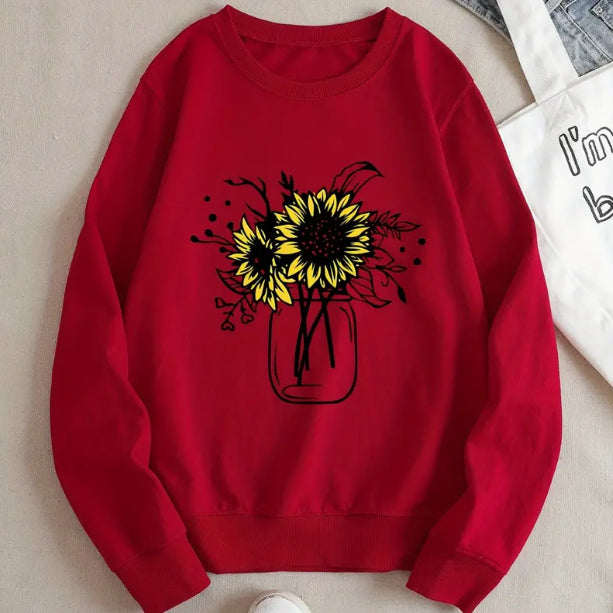 Letter Fleece Printed Casual Long Sleeved Sweatshirt