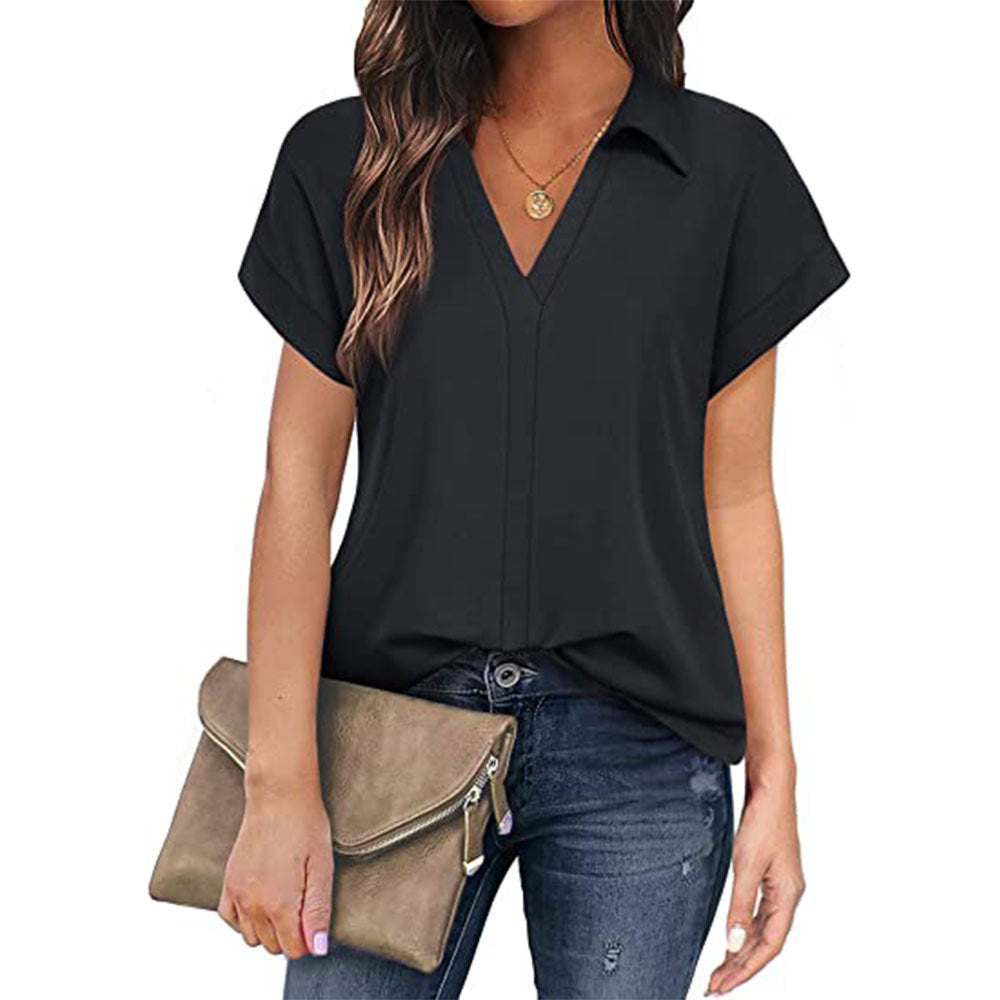 Solid Color Business Casual Women's Short-sleeved Shirt