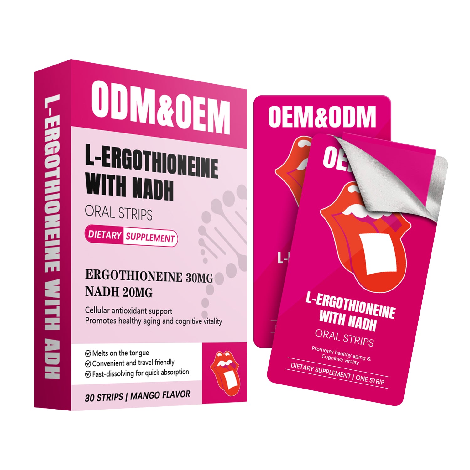 Private Label L Ergothioneine With NADH Oral Strips Quick Melt Travel Friendly Cellular Protection Daily Wellness