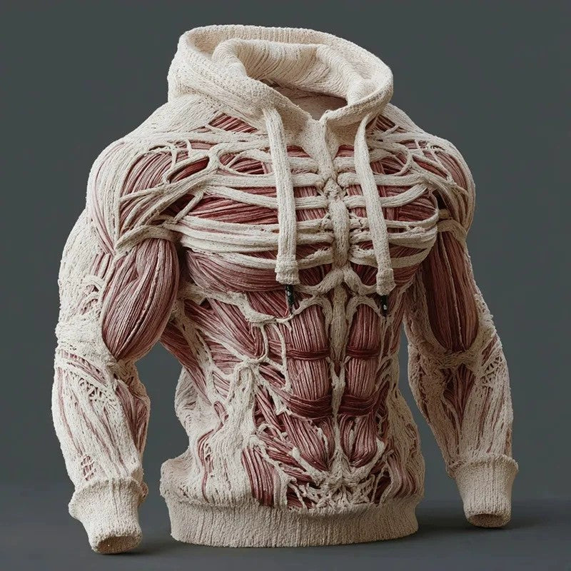 Simple Digital Print Long Sleeve Men's Hooded Sweatshirt