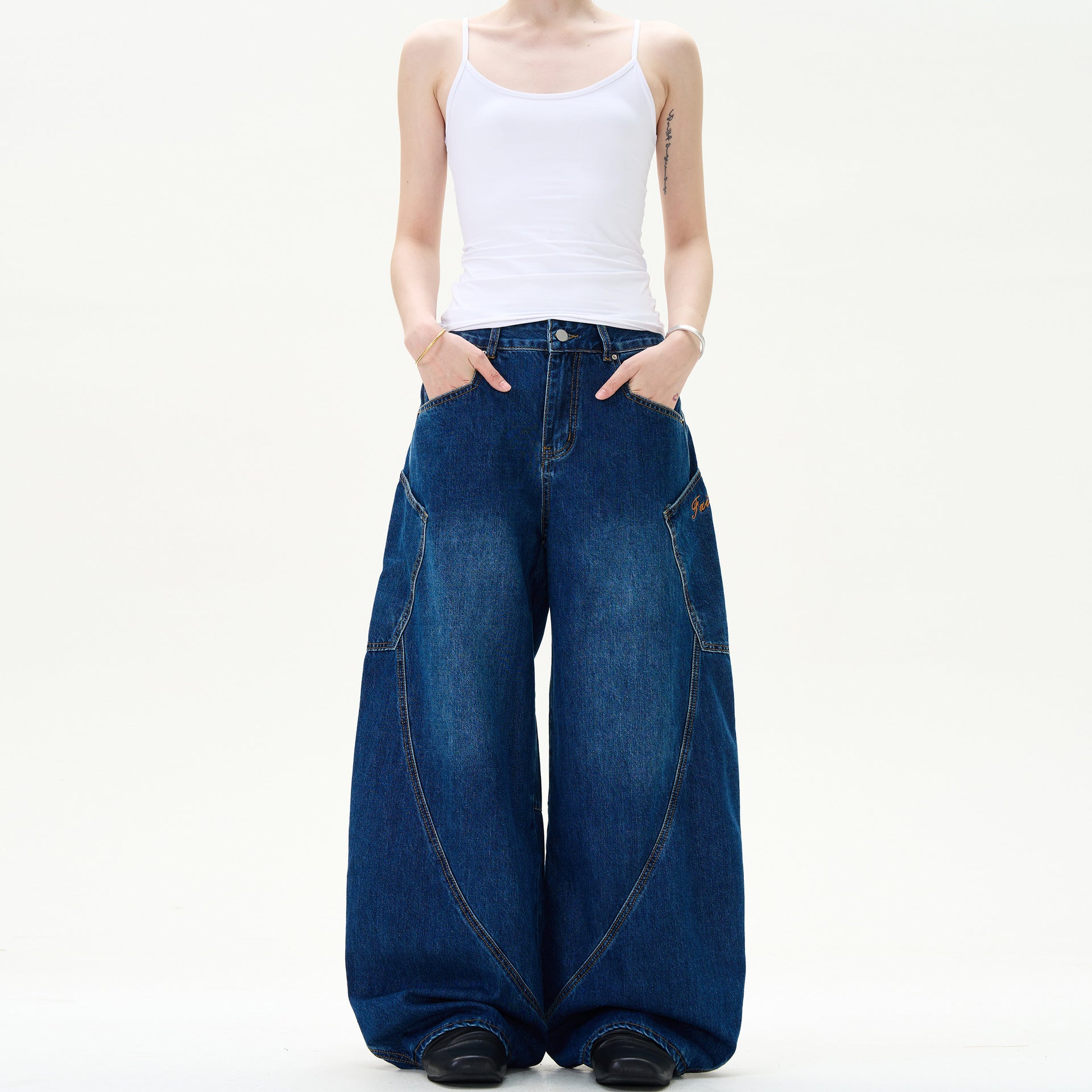 Retro Street Design Sense Silhouette Curved Knife Jeans
