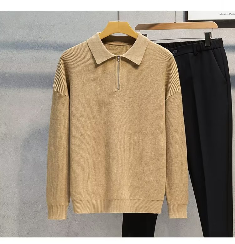 Polo Collar Slim Fit All-matching Base Sweater