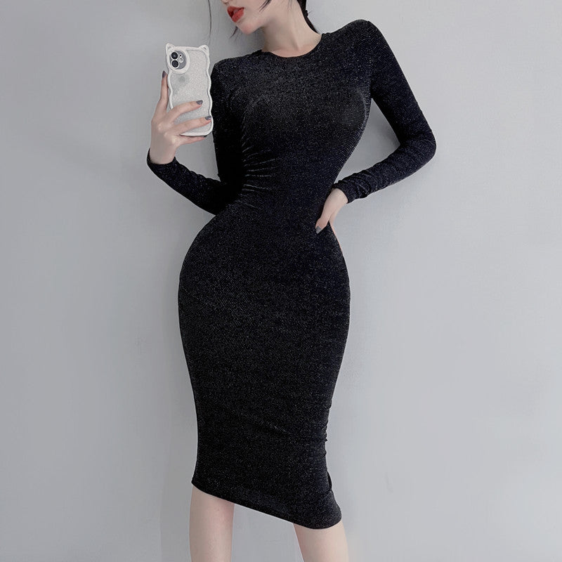 Fashion Women's Bright Silk Slim Dress