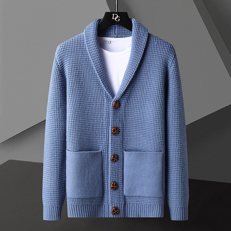 Lapel Button Cardigan Sweater Men's Korean Style