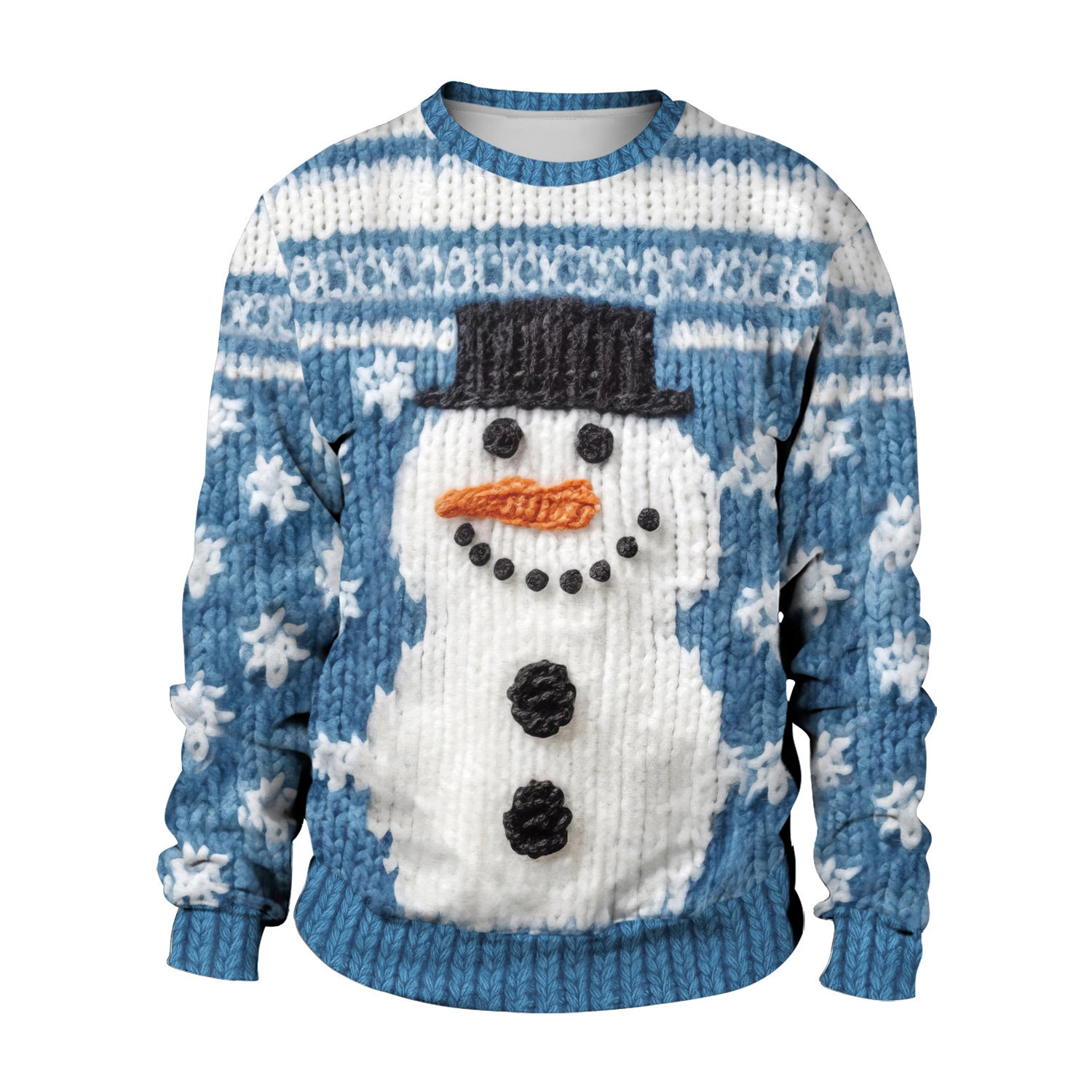 Round Neck Sweater Snowflake Character Print