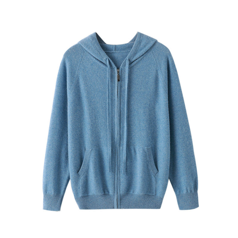 Hooded Casual Sweatshirt Knitted Cashmere Cardigan Zipper Men